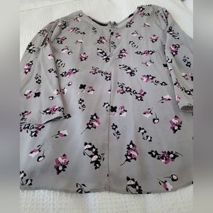 Gray Floral Blouse